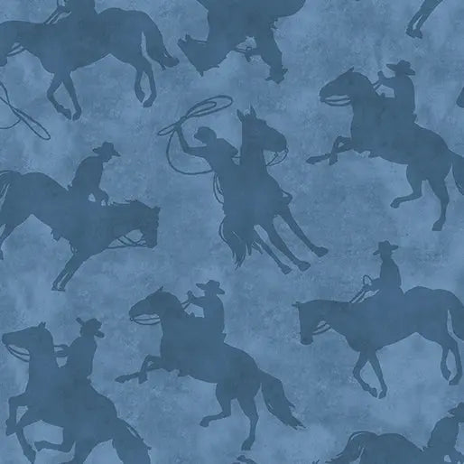 Blue Denim Cowboys Yellowstone Cotton Wideback Fabric per yard