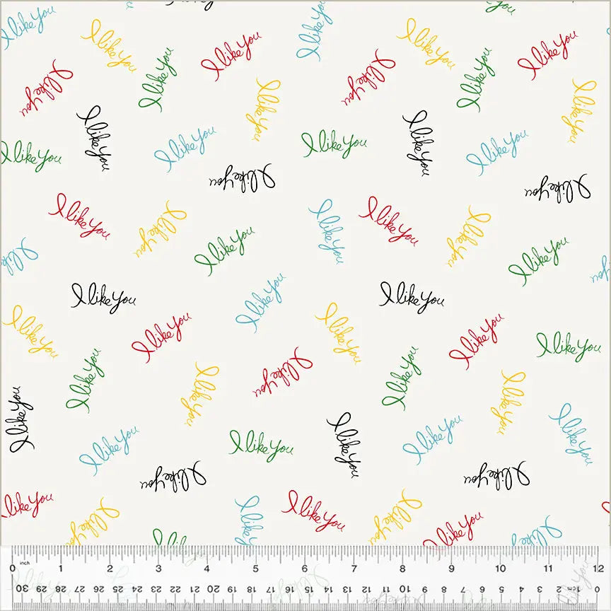 multi i like you wideback cotton Fabric per yard