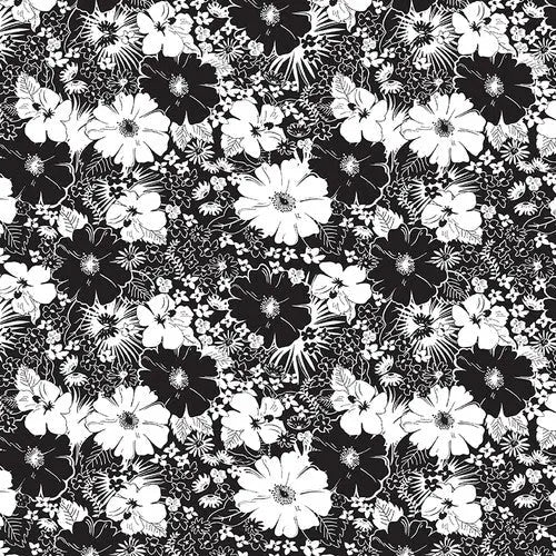 Black Tie 2 Floral Cotton Wideback Fabric per yard