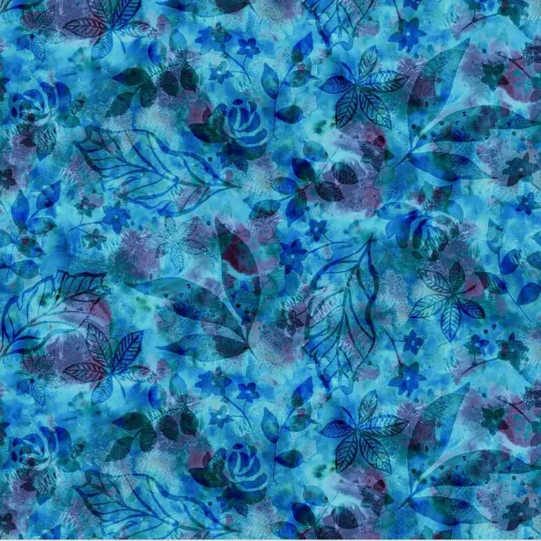 Blue Botanics Cotton Wideback Fabric Per Yard