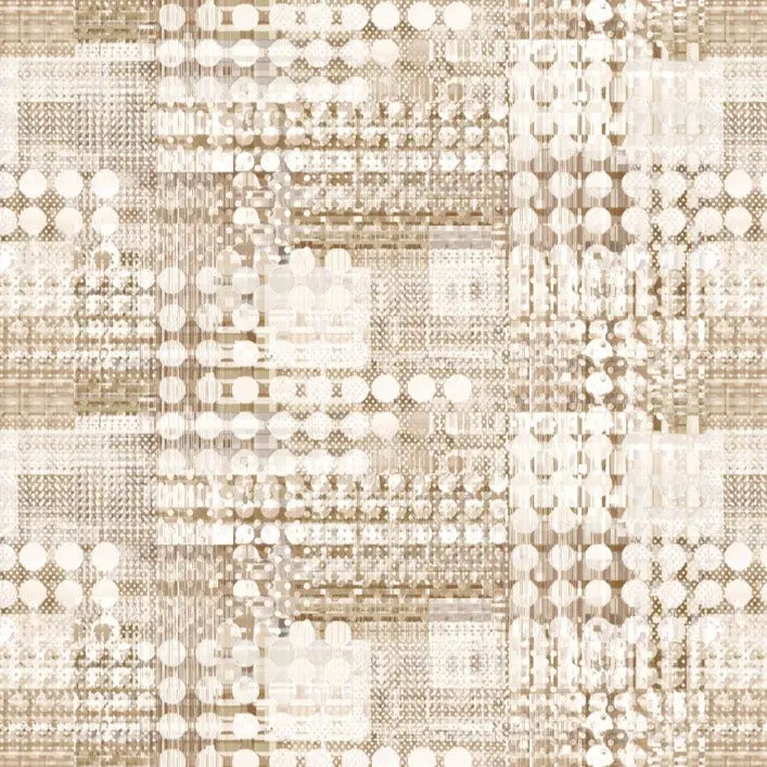 Natural Brown Mod Plaid Cotton Wideback Fabric per yard