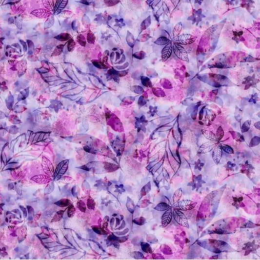 Purple Botanics Cotton Wideback Fabric Per Yard