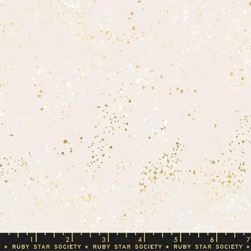 White Gold Speckled Metallic Cotton Wideback Fabric per yard